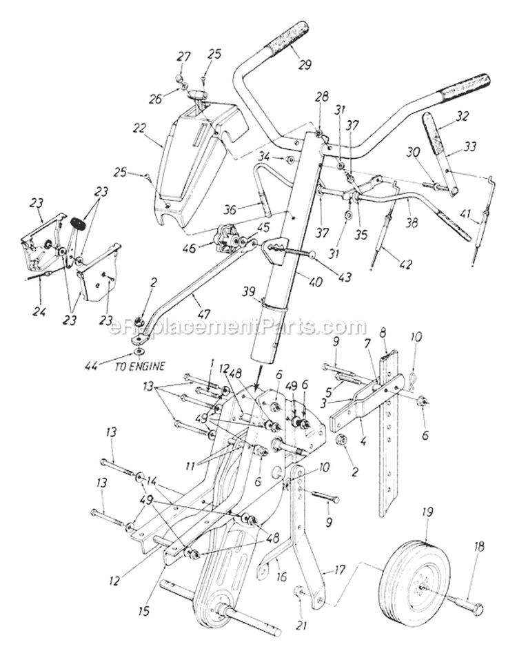Page B Diagram and Parts List for 213-390-401 1993 Yard Man Tiller